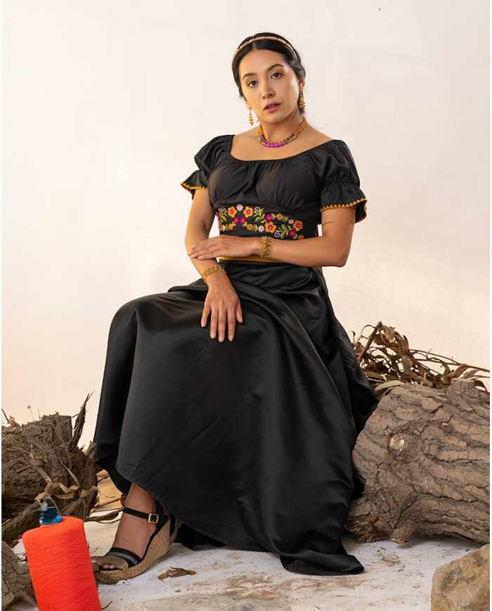 BLUSA KATIK MOSTAZA BORDADO ORLÓN