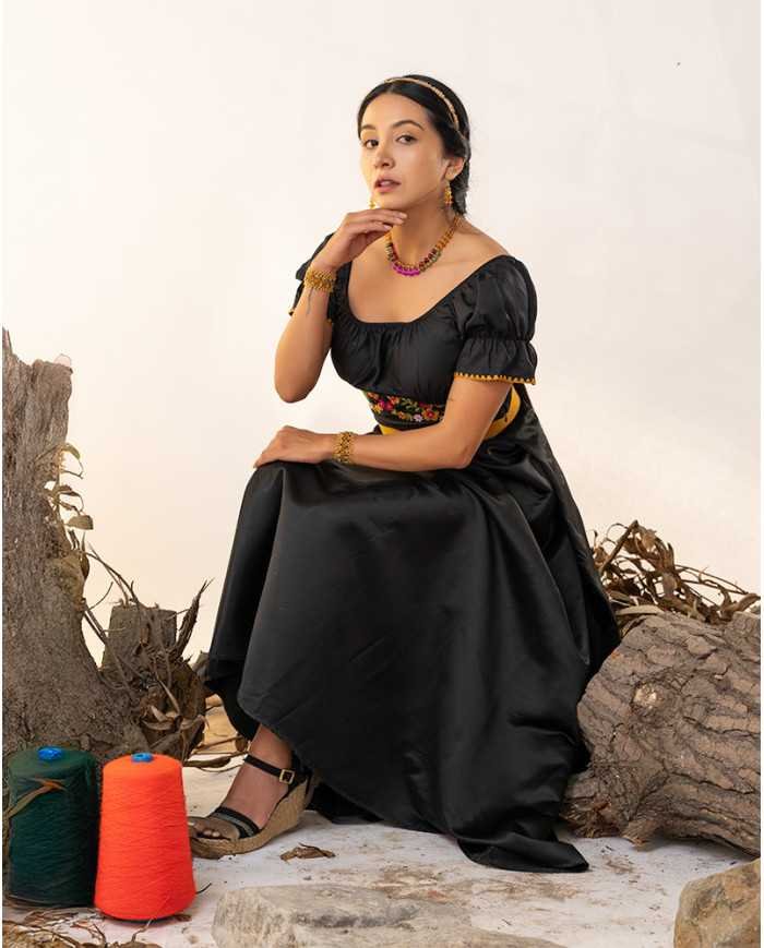 BLUSA KATIK MOSTAZA BORDADO ORLÓN