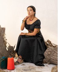 BLUSA KATIK MOSTAZA BORDADO ORLÓN