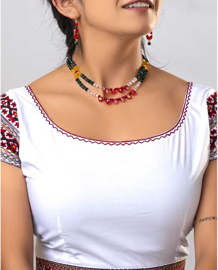 COLLAR Y ARETES PISHIKSISA KAWIÑA CRISTALES