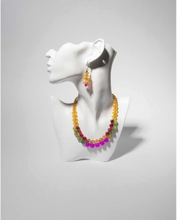 COLLAR Y ARETES KATIK MOSTAZA CRISTALES