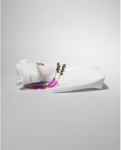 COLLAR Y ARETES PISHIKSISA VINO CRISTALES