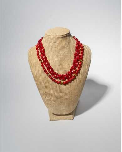 COLLAR Y ARETES ACHIK ROJO CRISTALES