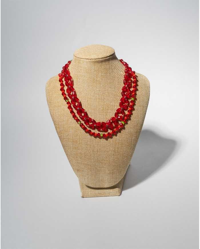 COLLAR Y ARETES ACHIK ROJO CRISTALES