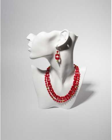 COLLAR Y ARETES ACHIK ROJO CRISTALES