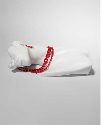 COLLAR Y ARETES ACHIK ROJO CRISTALES