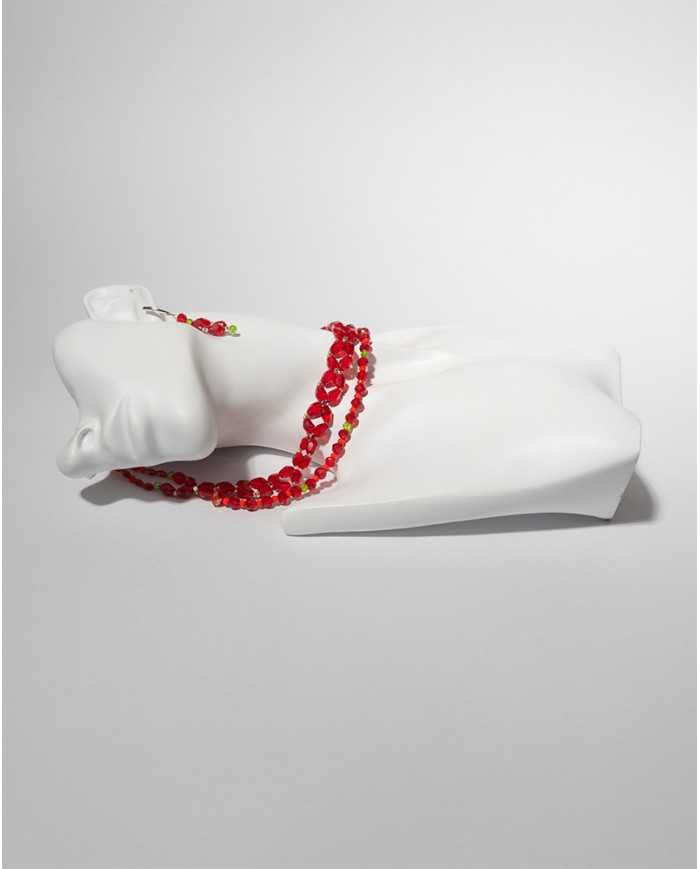 COLLAR Y ARETES ACHIK ROJO CRISTALES