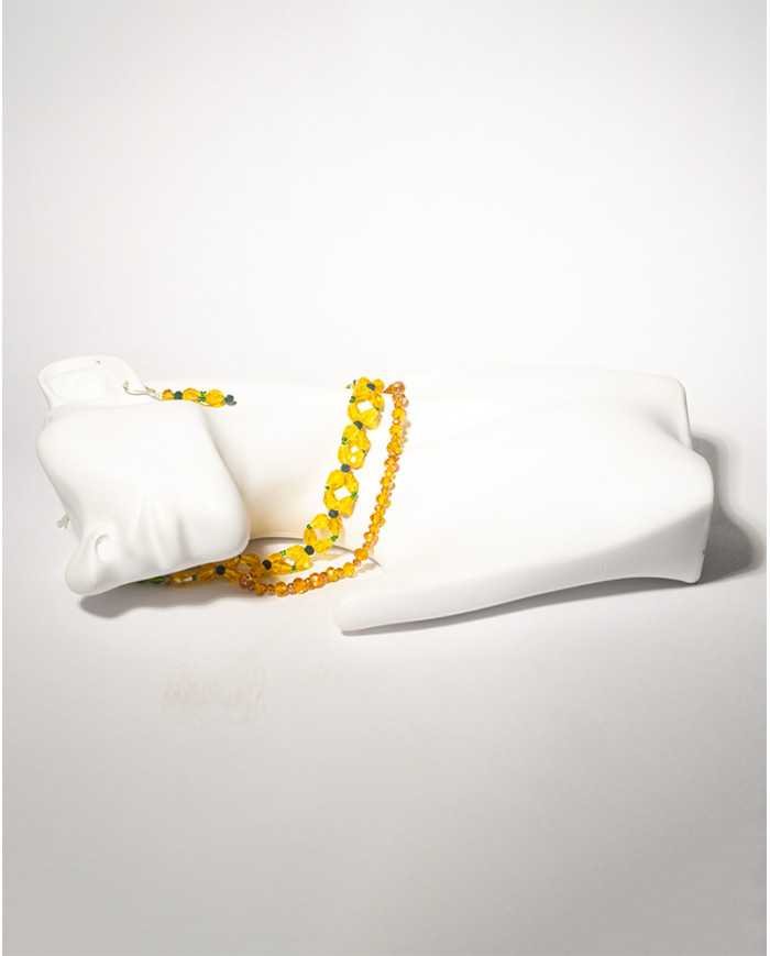 COLLAR Y ARETES ACHIK MOSTAZA CRISTALES