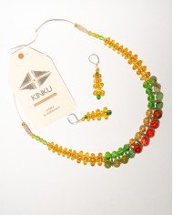 COLLAR Y ARETES KATIK VERDE CRISTALES