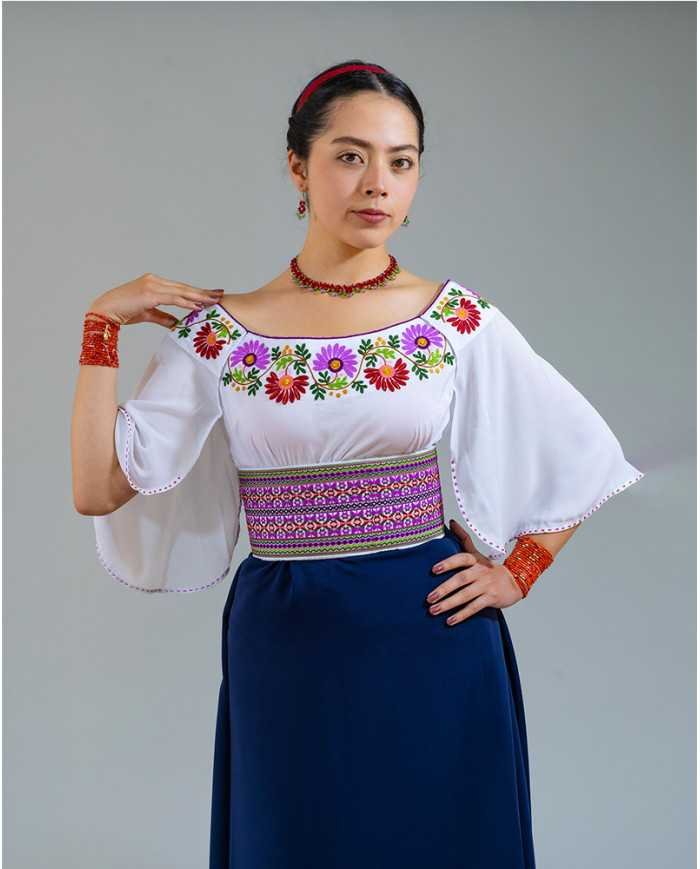 BLUSA KUSHI LILA BORDADO SEDA