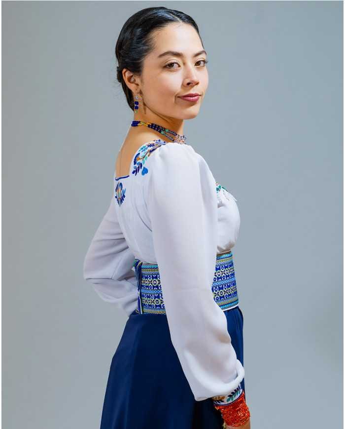 BLUSA WALLPAY AZUL BORDADO ORLÓN