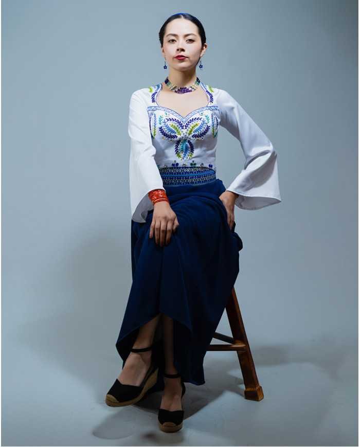 CORSET SISARI AZUL DECORADO EN PEDRERIA