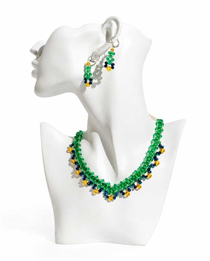 COLLAR Y ARETES KUSHI PETRÓLEO CRISTALES