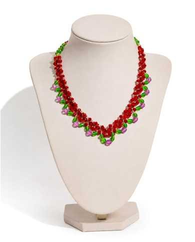 COLLAR Y ARETES KUSHI LILA CRISTALES