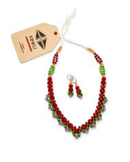 COLLAR Y ARETES KUSHI LILA CRISTALES