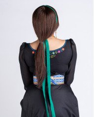 BLUSA INTI AZUL NEGRO BORDADO SEDA