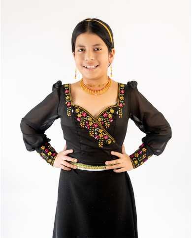 BLUSA INTI MOSTAZA BORDADO SEDA