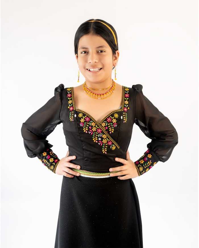 BLUSA INTI MOSTAZA BORDADO SEDA