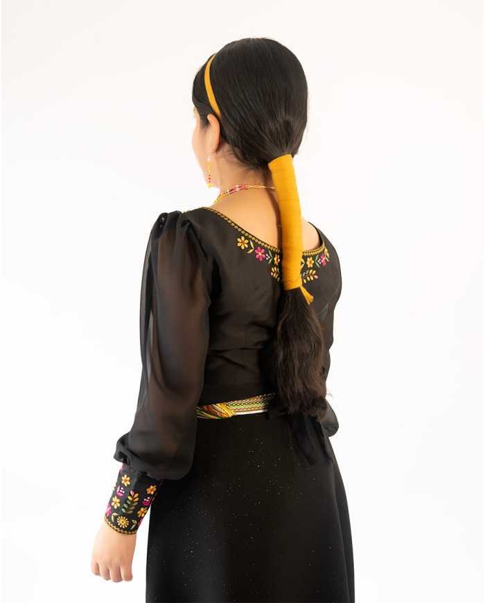 BLUSA INTI MOSTAZA BORDADO SEDA