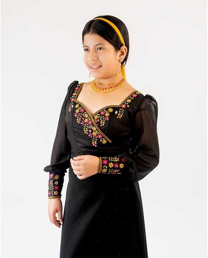 BLUSA INTI MOSTAZA BORDADO SEDA