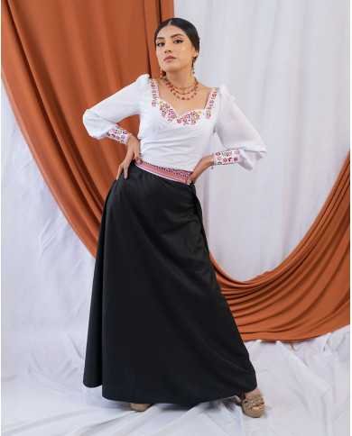 BLUSA INTI ROSA BORDADO SEDA