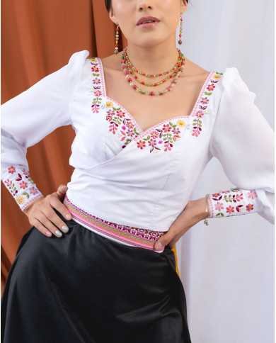 BLUSA INTI ROSA BORDADO SEDA