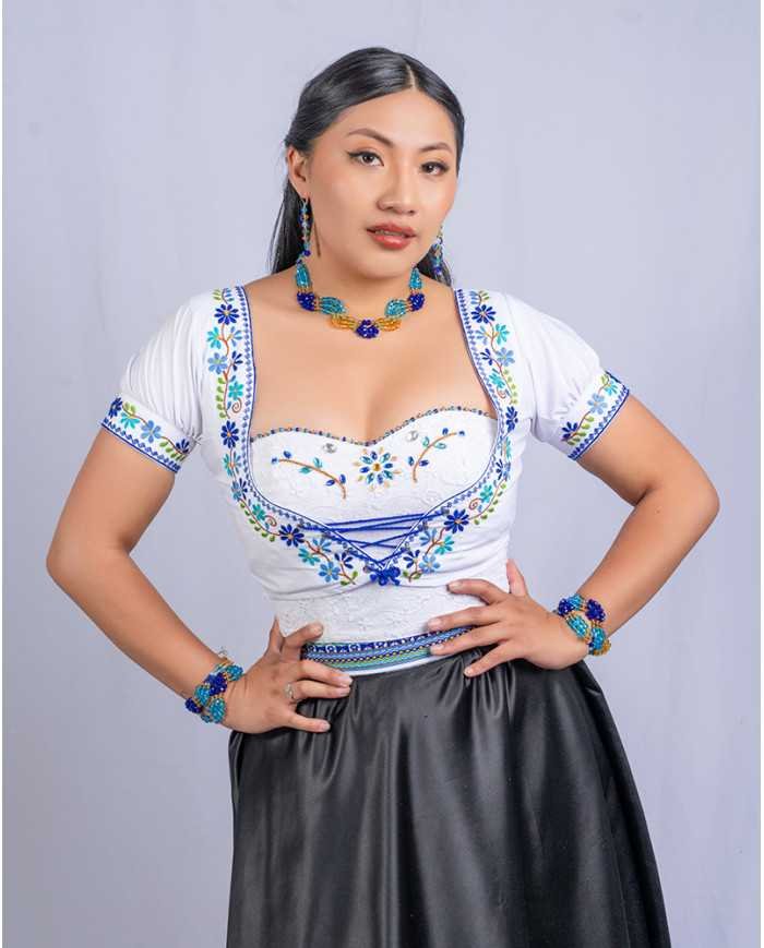 BLUSA CHAKIRA AZUL BORDADO ORLÓN