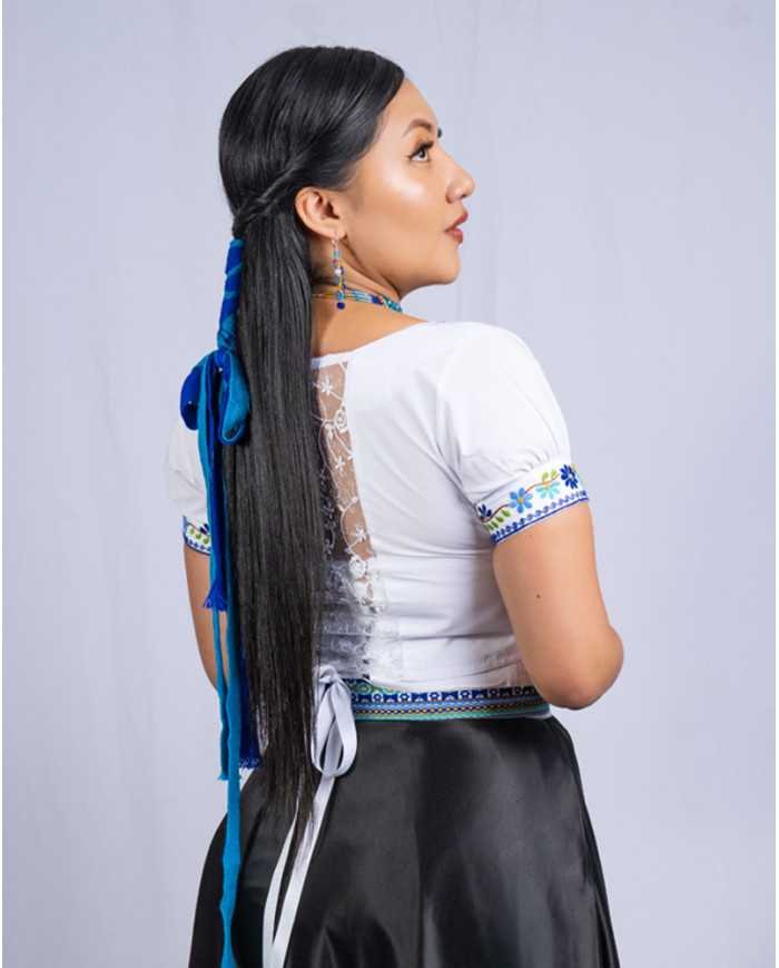 BLUSA CHAKIRA AZUL BORDADO ORLÓN