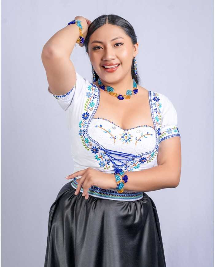 BLUSA CHAKIRA AZUL BORDADO ORLÓN