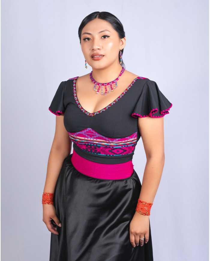 BLUSA MINI NEGRO TEJIDA