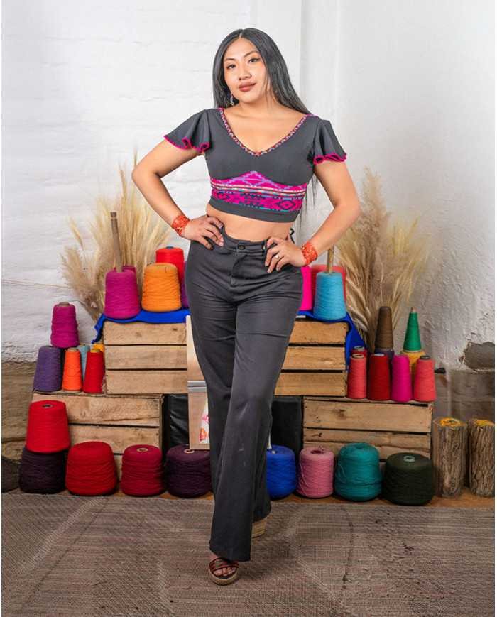 BLUSA MINI NEGRO TEJIDA